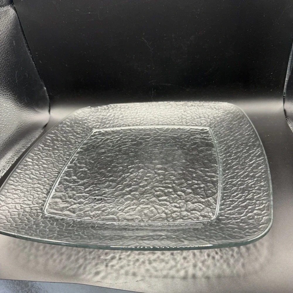 Vintage Anchor Hocking Madison textured clear square 12